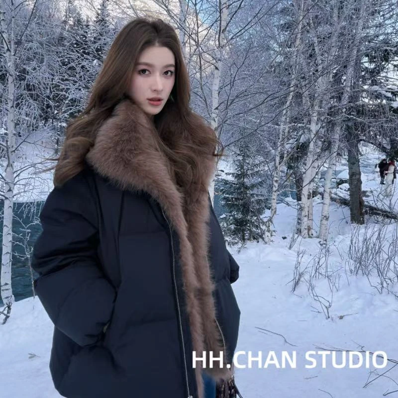 HH.CHAN“低调女主”顶奢狐狸毛加大白鹅绒羽绒服HH55Q41285-赖赖