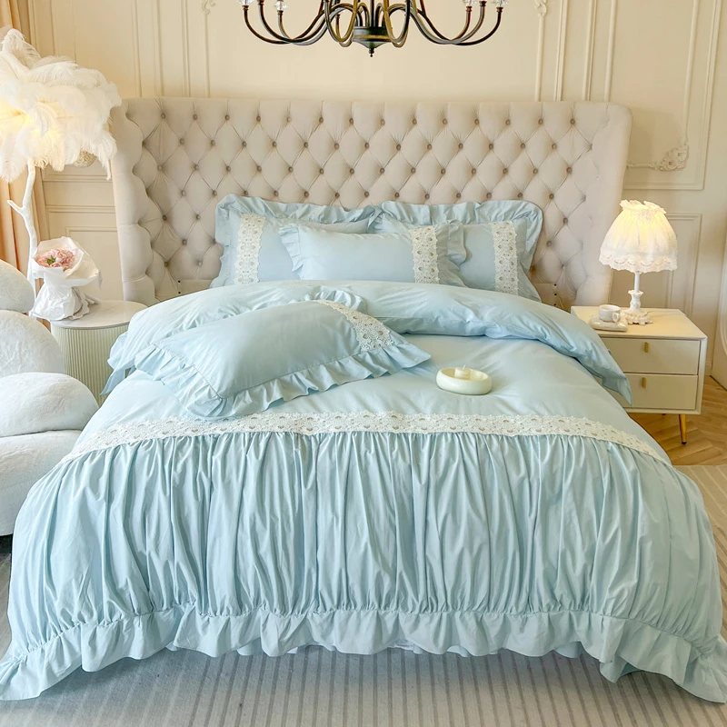 乐朵2025春夏新款全棉水洗棉床盖vs夹棉床盖四件套纯色-秘密花园