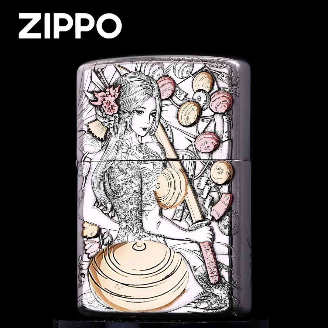 zippo打火机正品/白铜套壳刀女-重甲男士收藏防风浮雕DYJ1