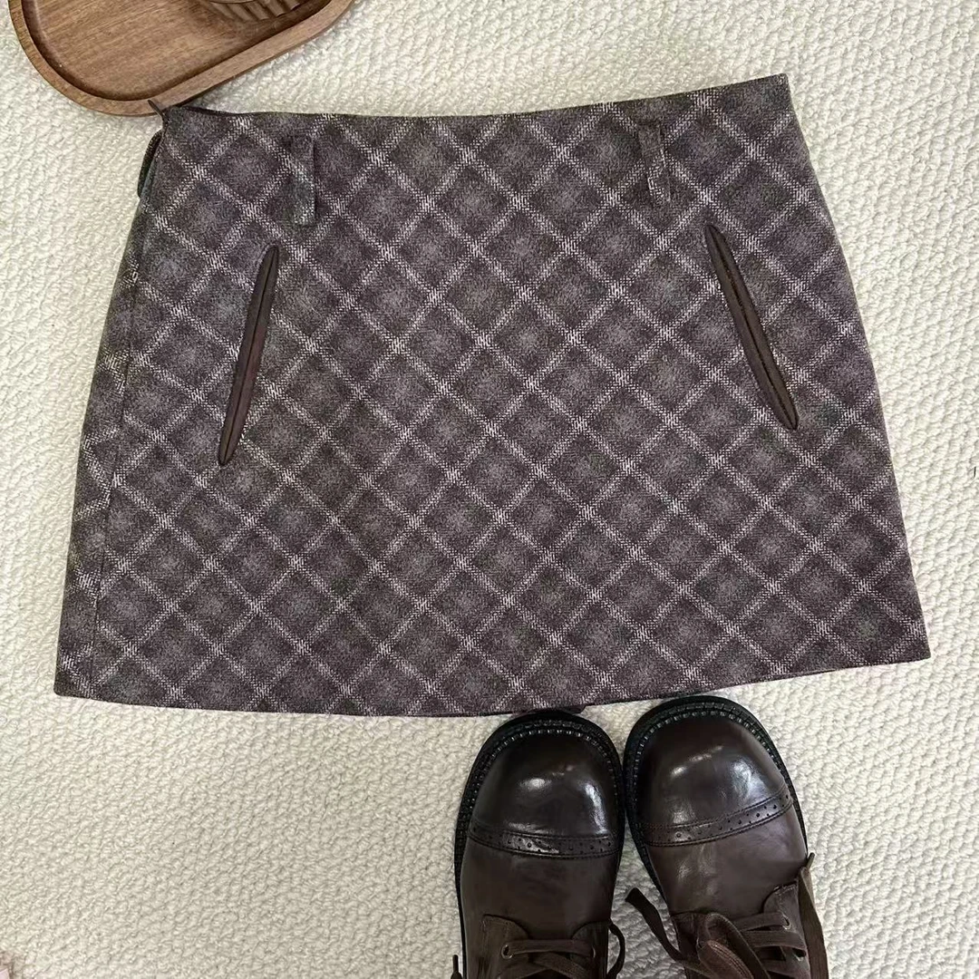 KEXIN 格子裙 2025秋季新款百搭休闲显瘦洋气防走光半裙-25DQ089