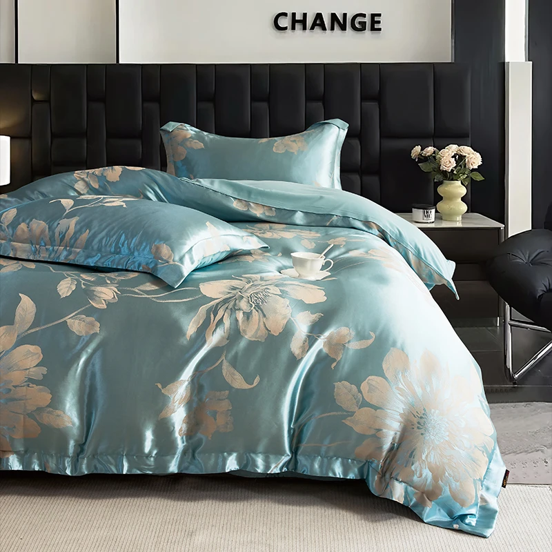 欧式酒店纯棉床上四件套贡缎提花轻奢加厚床单被套秋冬家用床品