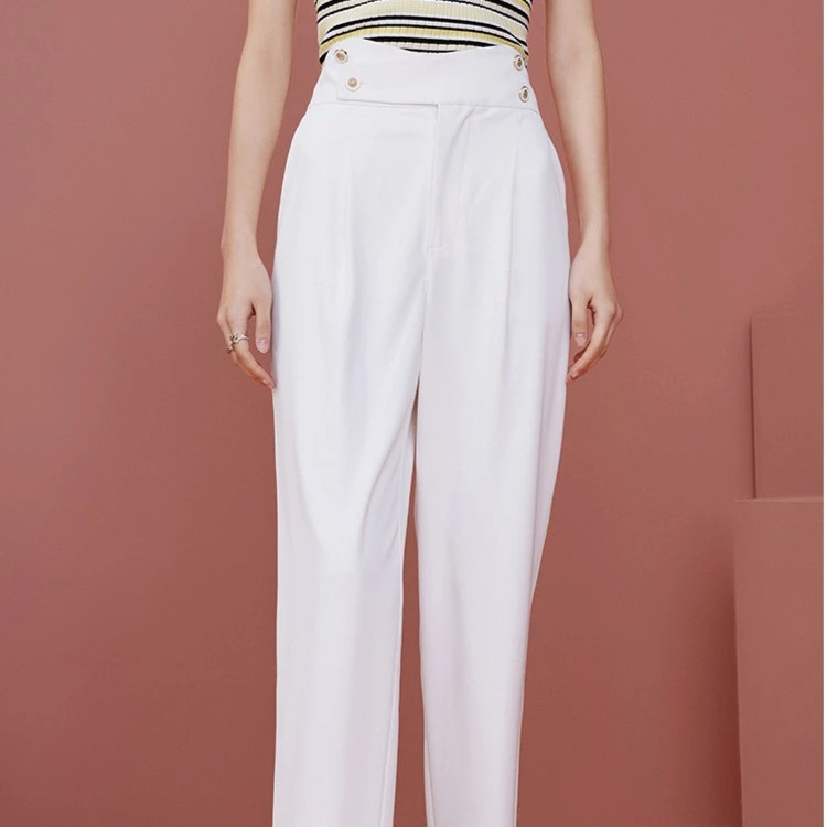 【小余专属】曼德诗造型感直筒裤设计感高腰烟管裤时尚气质休闲裤