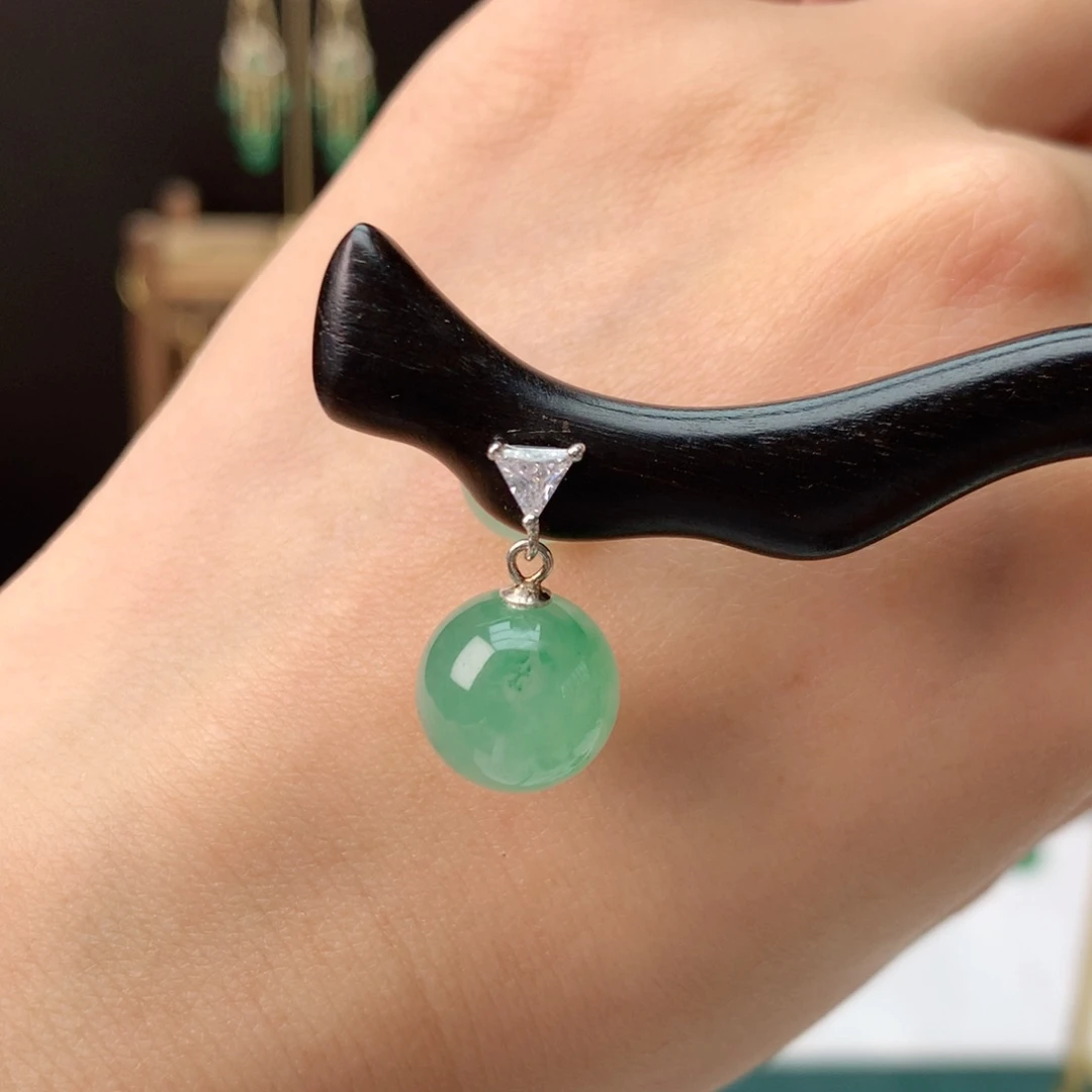 石英质玉冰飘花精品发簪银S925镀金镶嵌