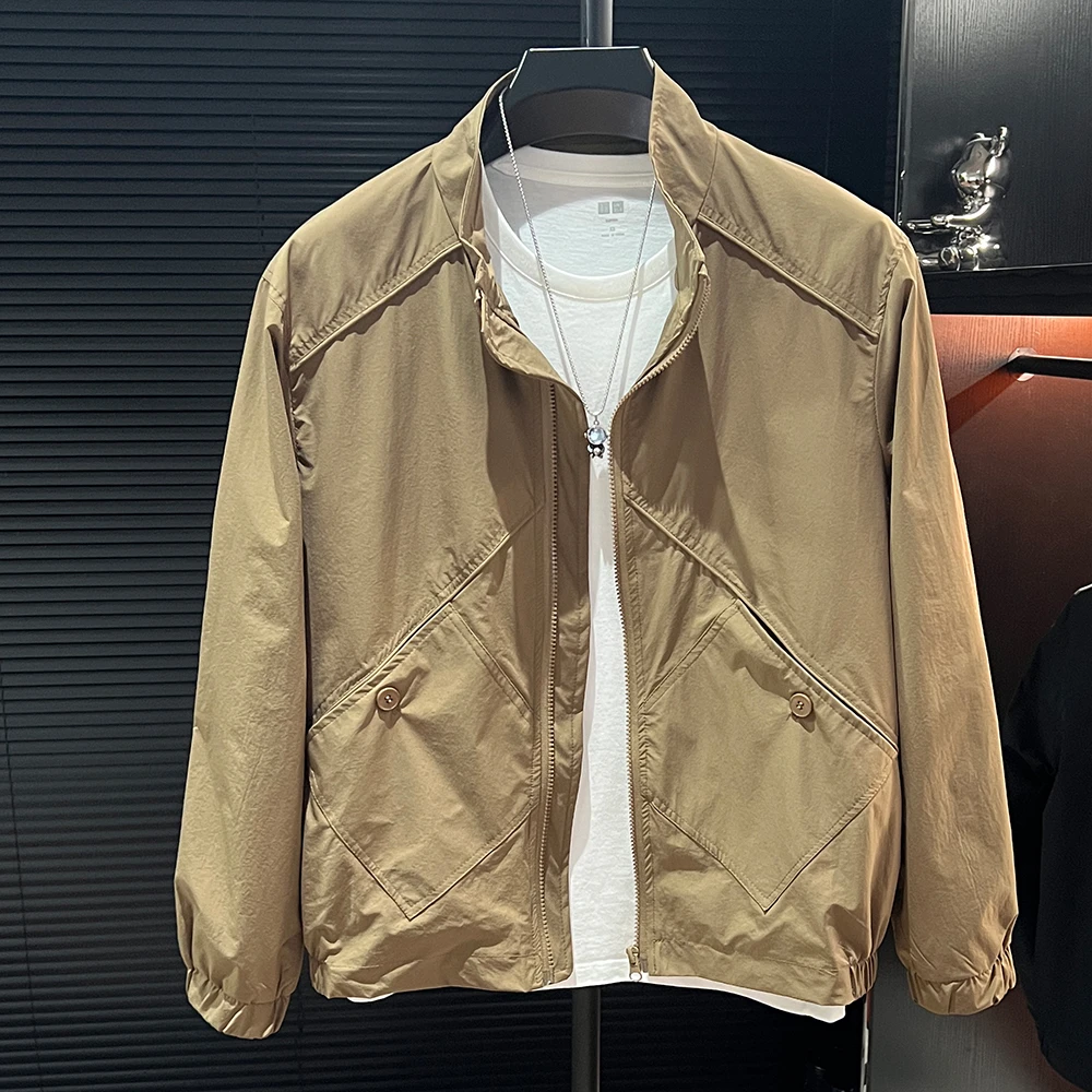 Vi-夏季防晒薄款老钱风夹克男士外套新款休闲韩版百搭外套男潮流