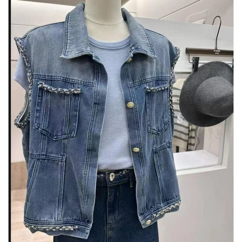 5393号9518-1#秋百搭多口袋设计牛仔马甲