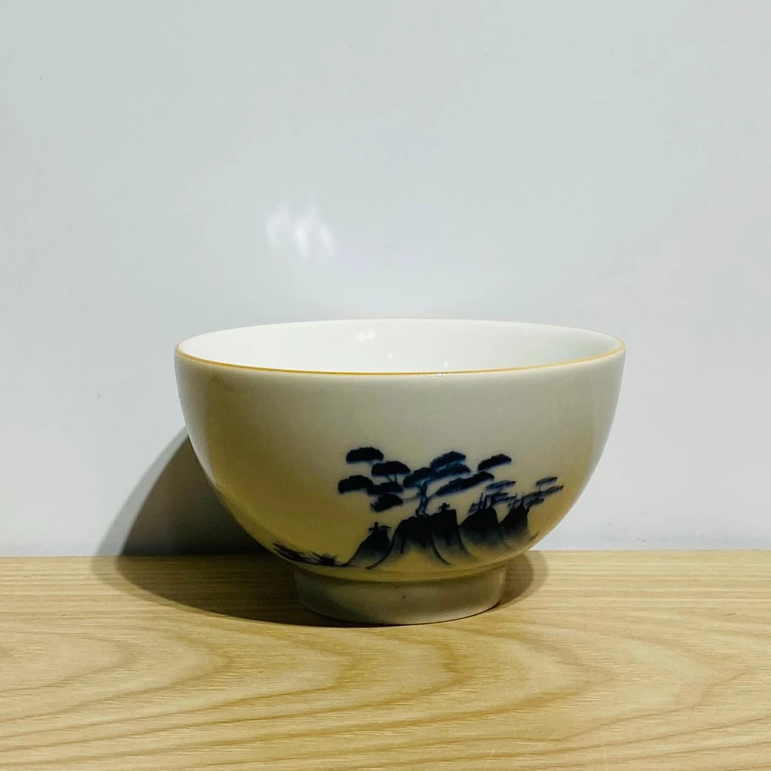 吾游茶器釉下青花山水手绘碗杯大号主人杯