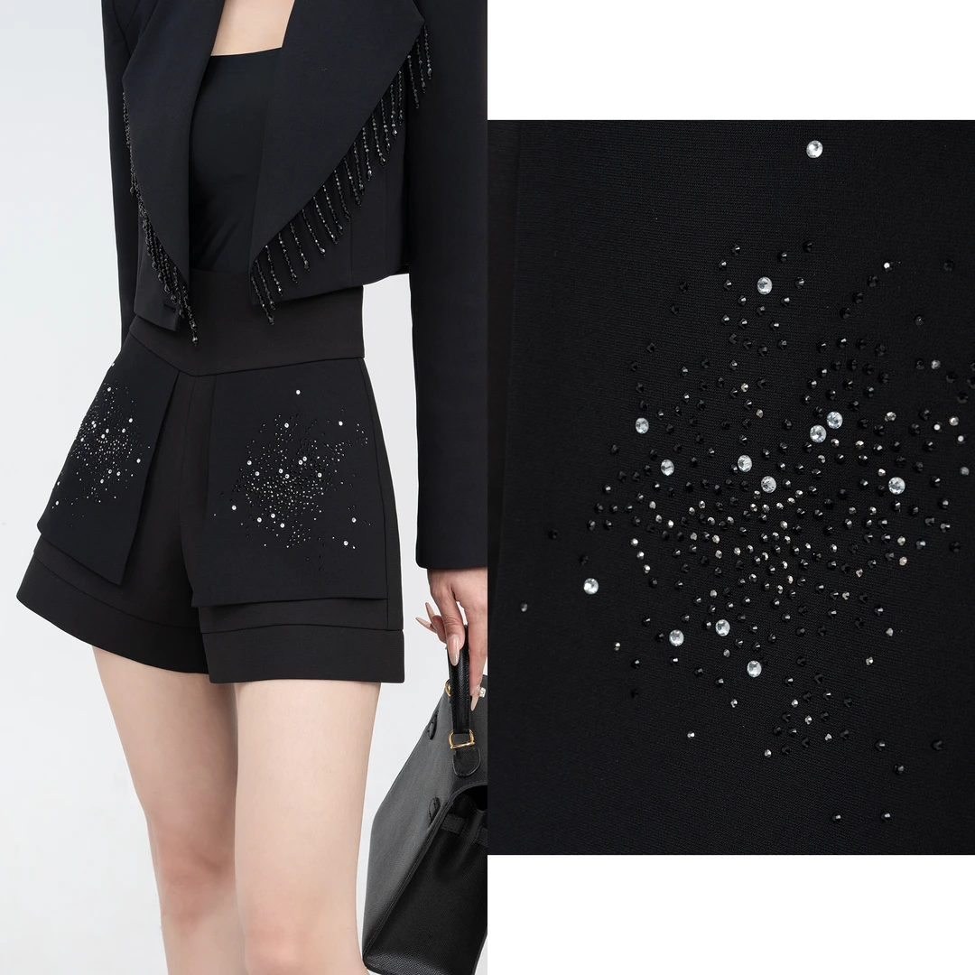 【MD原创·宵夜】2025春季款气质时尚百搭黑色显瘦短裤裤子