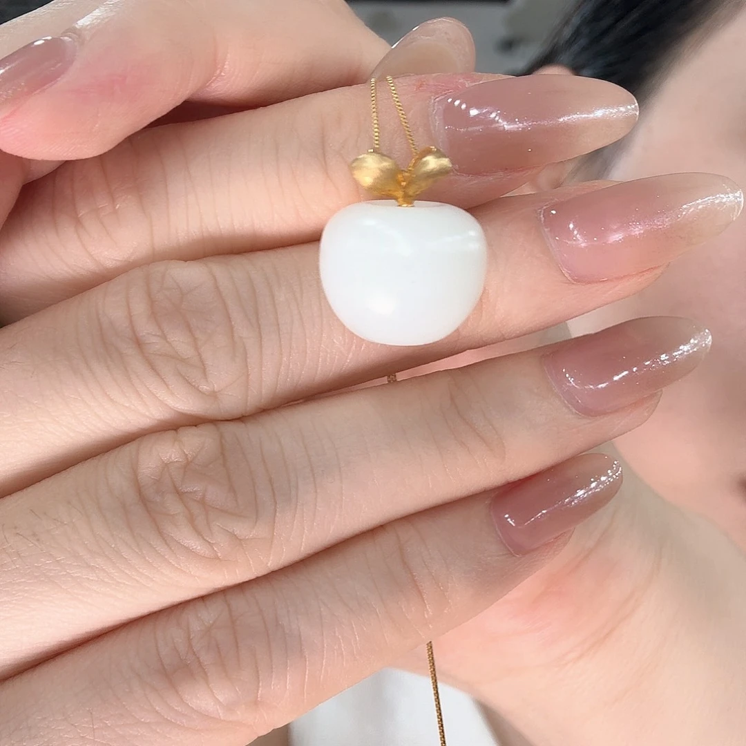 和田玉18K金镶嵌吊坠(不含链)