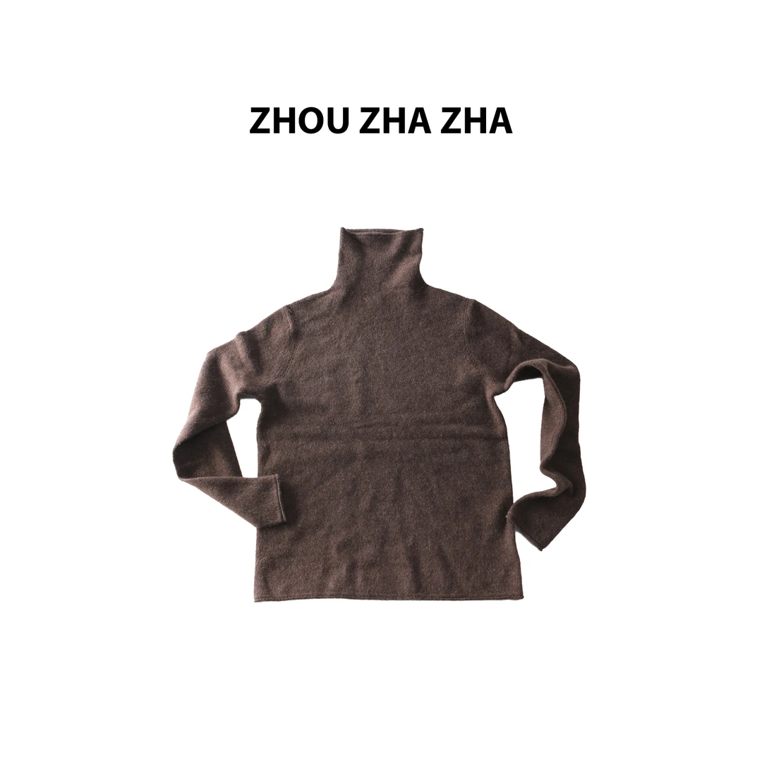 【周炸炸】牦牛绒混纺高领打底衫百搭修身套头小山羊绒毛衣#254315