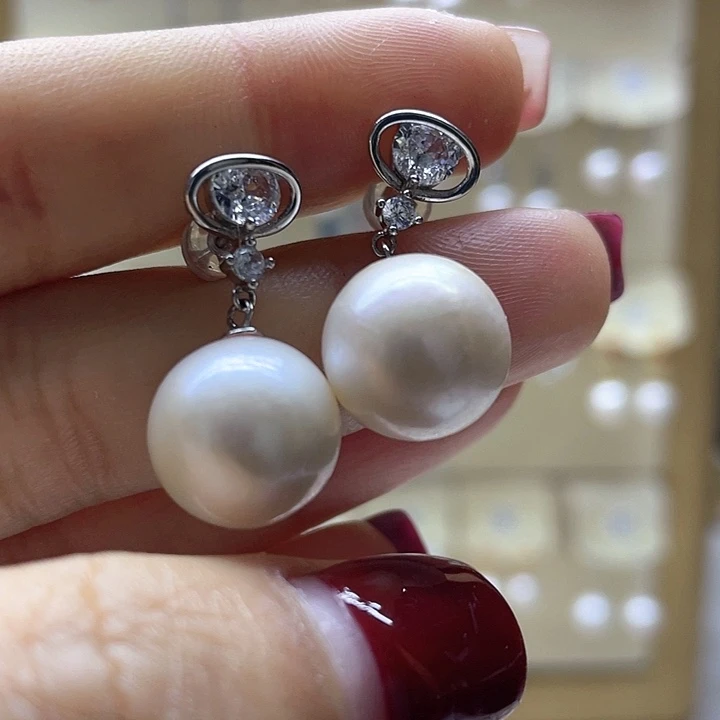 淡水珍珠耳饰银S925镶嵌