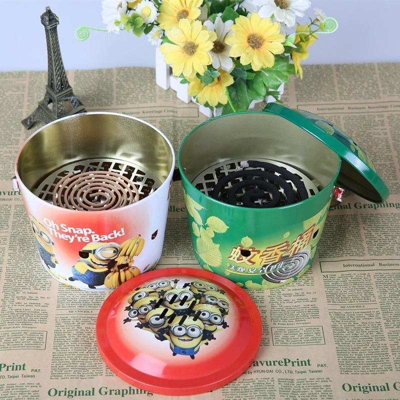 蚊香盘加大加深蚊香桶防火防烫带盖野钓驱蚊器家用铁艺文香