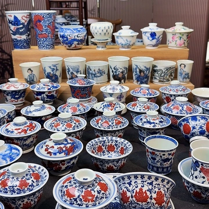 0****缠枝莲三件套手绘原矿