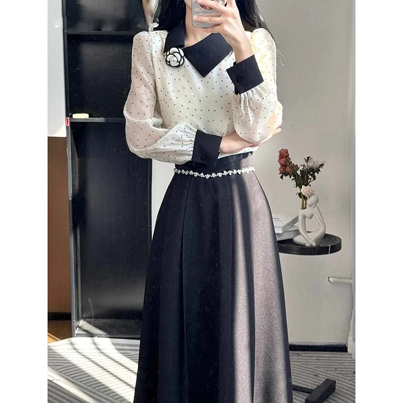 【两件套】【有里布】穿搭一整套波点衬衫套装轻奢高级感半身裙LJ0087