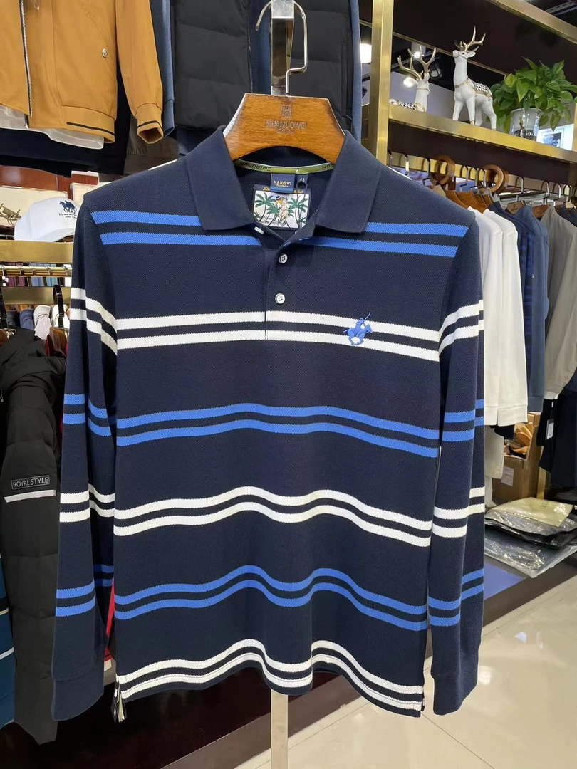 男士长袖新款休闲商务翻领POLO衫D959