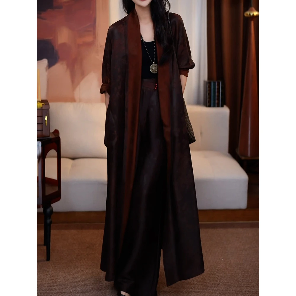 端庄优雅贵夫人高级感裤套装2026春季新款长款显瘦风衣裤子两件套