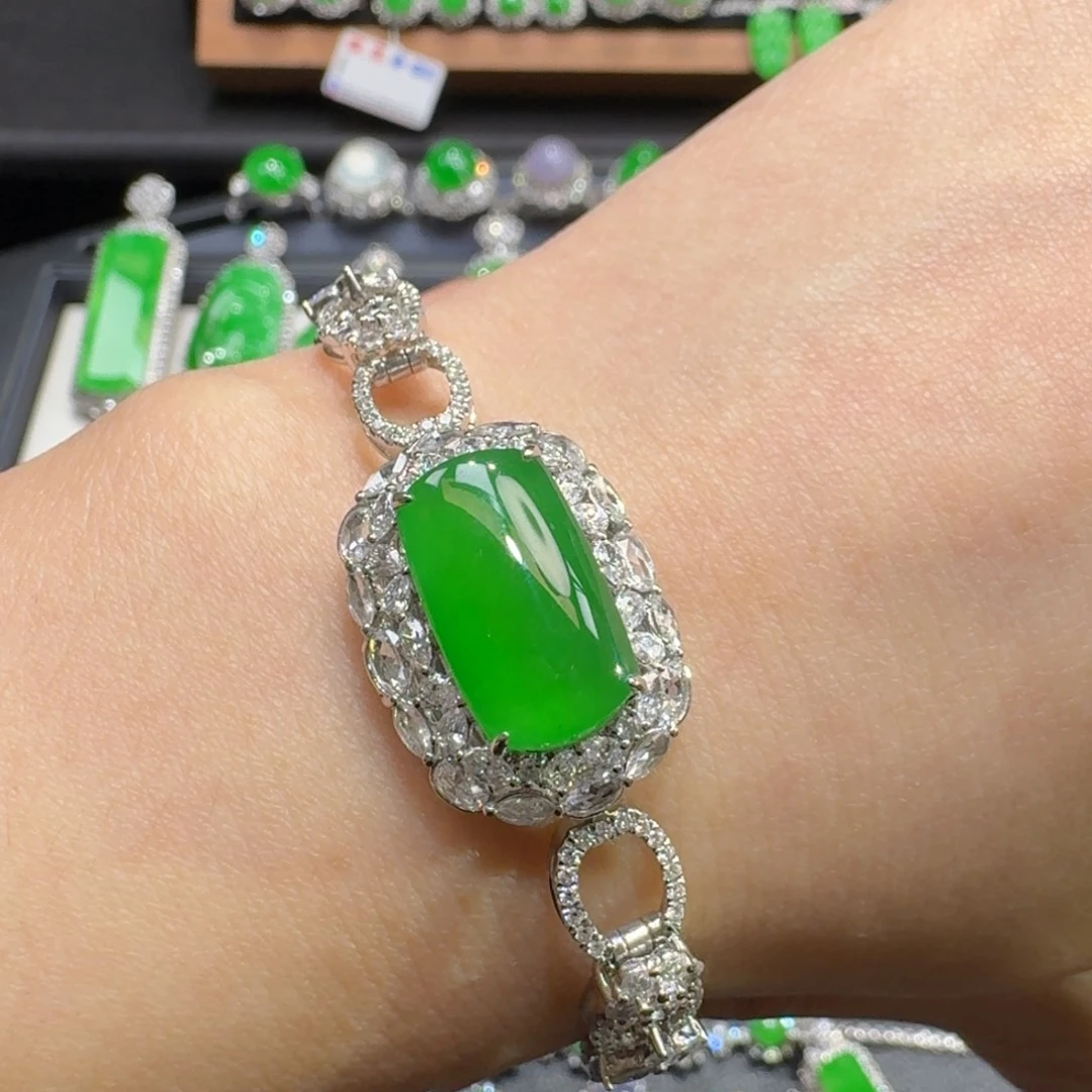 翡翠18K金镶嵌手链48小时鉴赏期