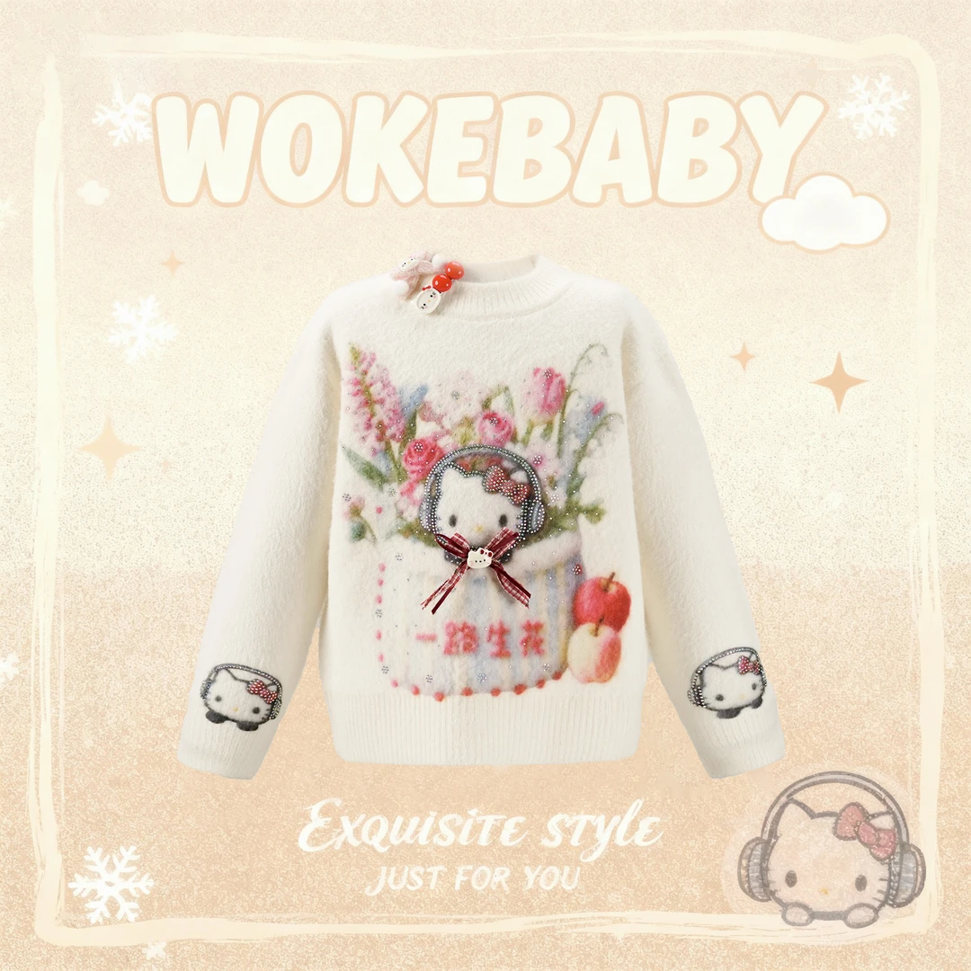 女童秋冬针织衫卡通毛衣套头上衣汉服W5240