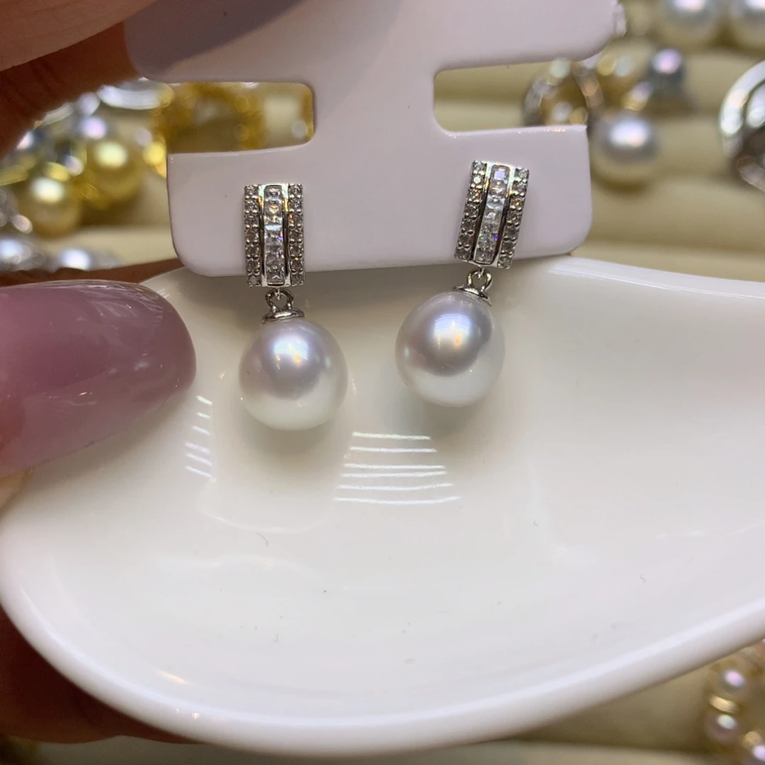 银S925镶嵌耳饰海水珍珠