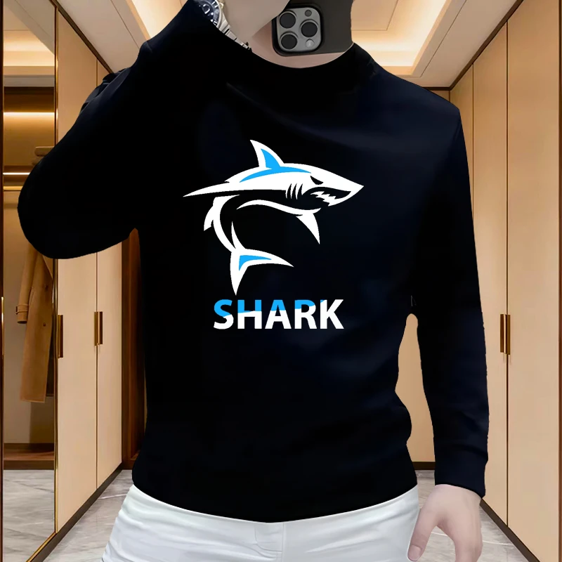 潮牌卫衣男士2025秋冬新款美式印花上衣圆领宽松无帽保暖打底衫男