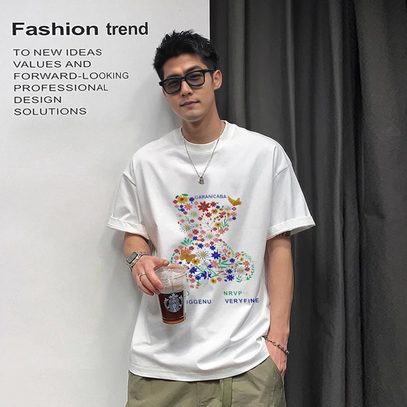 【彩色花熊T恤】夏季新品轻奢时尚短袖男女同款--T1953