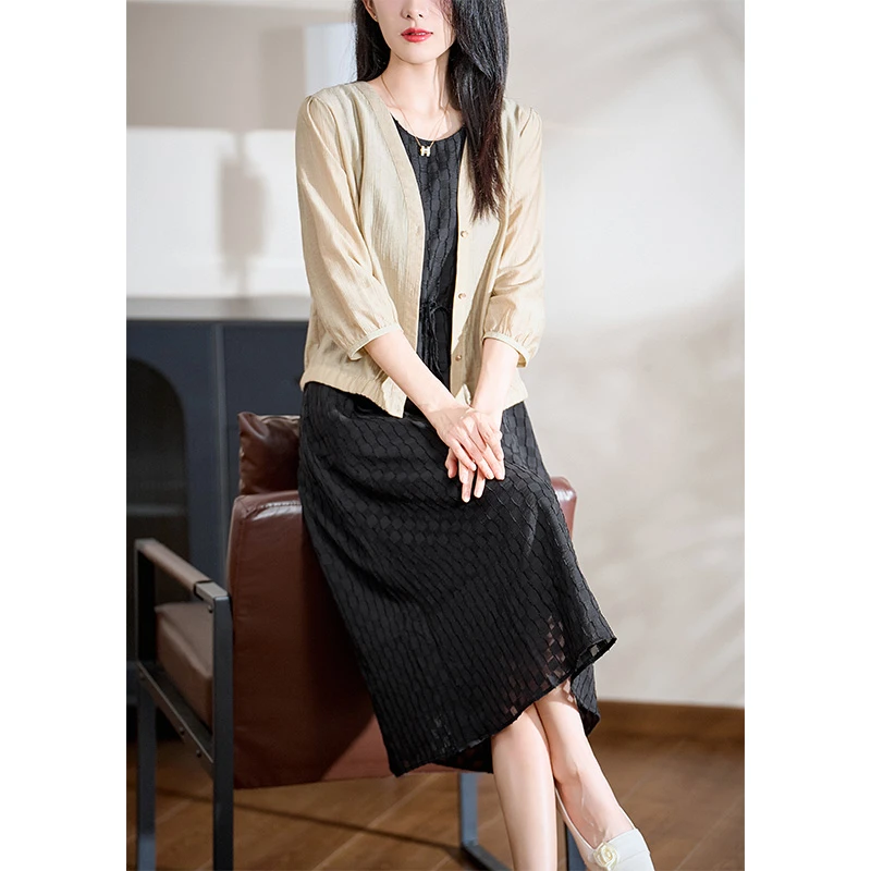 迪欧芙2025年夏季新款时尚气质轻奢套装连衣裙女#CTZ17757