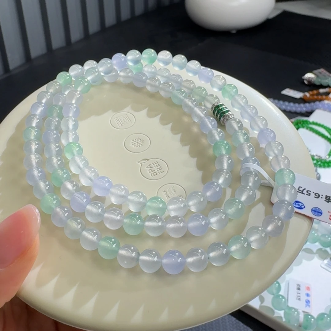 未镶嵌手链翡翠晓高冰玻马卡龙多宝长串6mm(尾款)