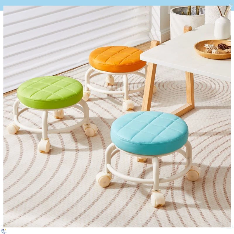 圆凳万向轮小凳子DZJJ家用滑轮矮凳子出租房用省空间儿童凳【多多】