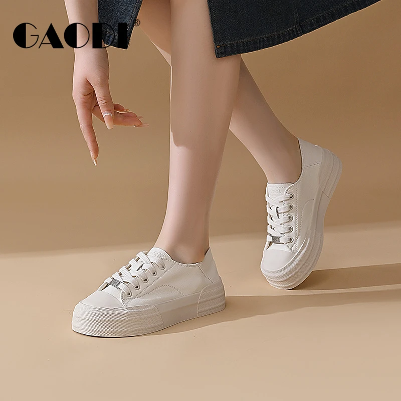 GAODI/高蒂新款牛皮休闲小白鞋一脚蹬舒适透气百搭245183B603