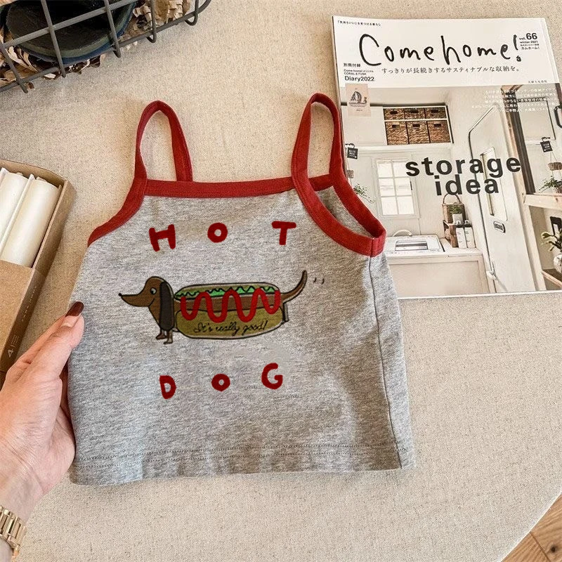 女童纯棉小吊带夏季宝宝童装无袖背心洋气时髦可爱卡通休闲上衣潮