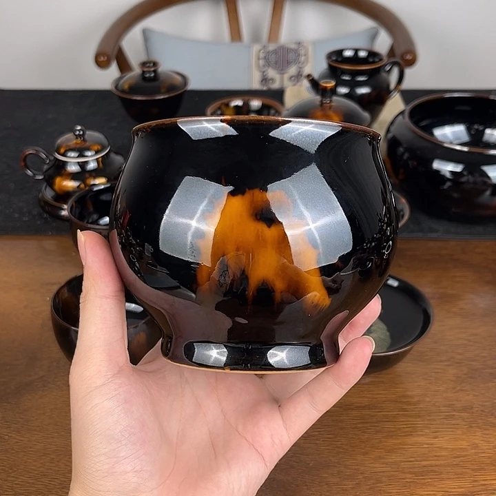 缸玳瑁釉苹果水盂