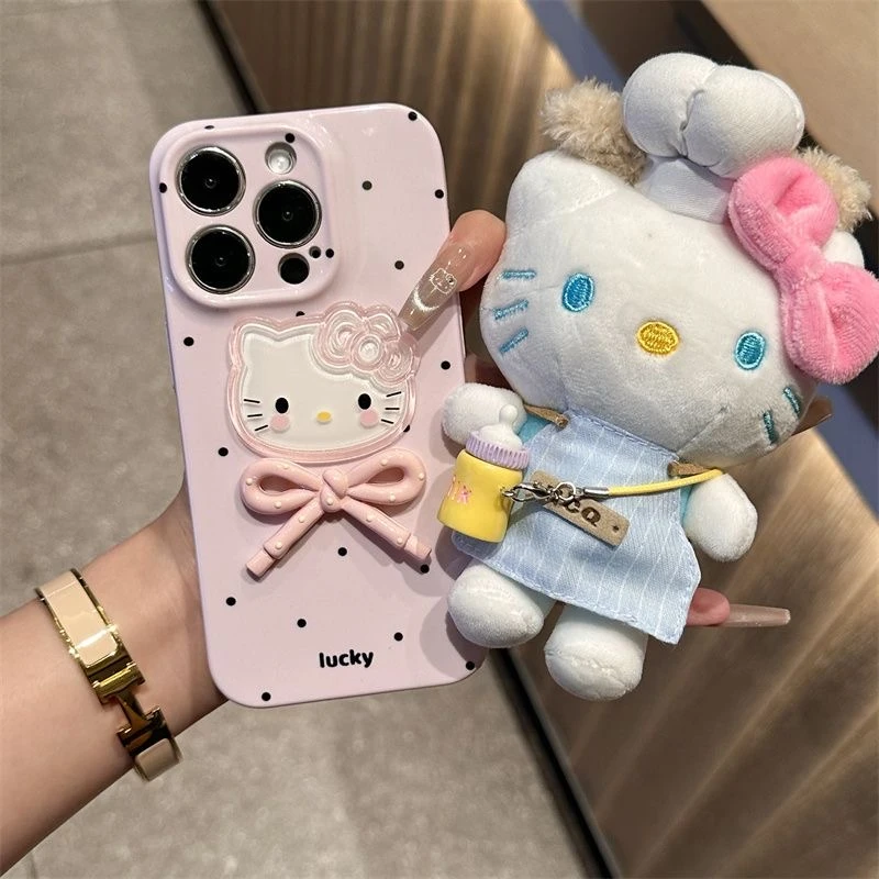 飞虎胜粉色领结KT适用iPhone16/15promax手机壳华为vivo小米oppo