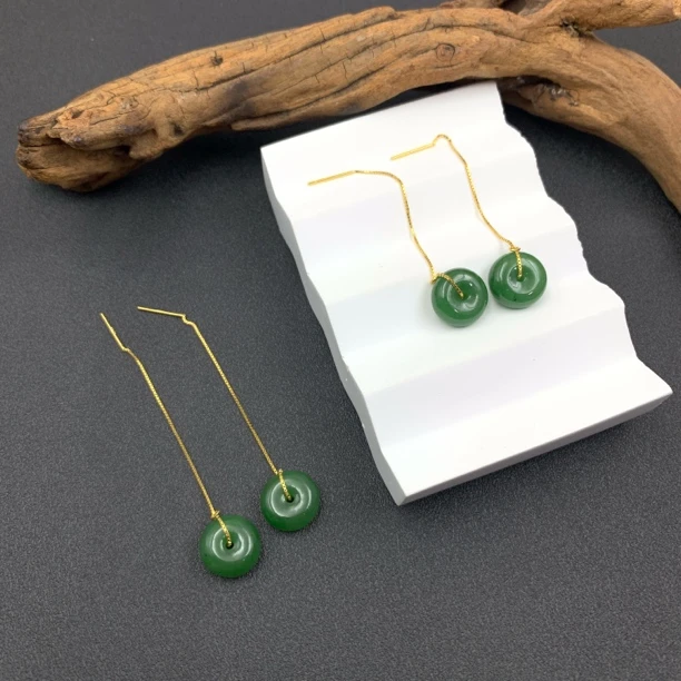 和田玉平安扣耳线-多样性发一-250728004【尺寸约12mm】