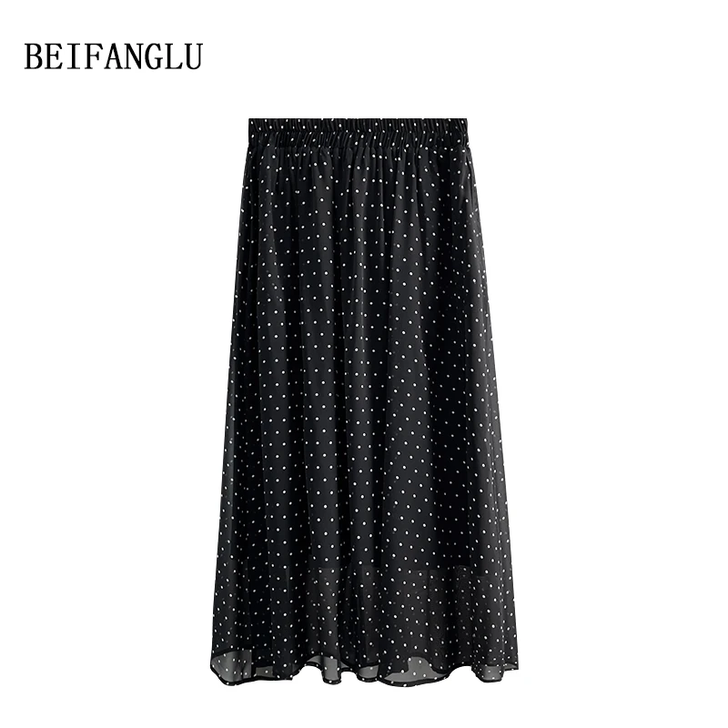 北方鹿【100桑蚕丝波点裙】夏季法式气质松紧腰显瘦真丝半裙251054