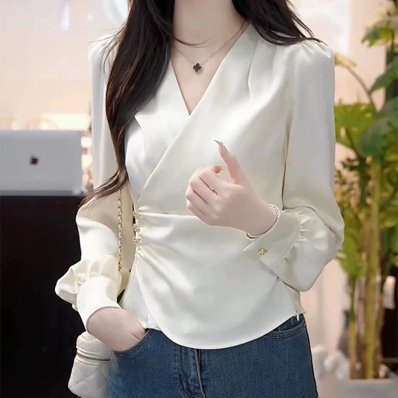 微胖定制【W1564】气质衬衫女款收腰衬衣T恤上衣