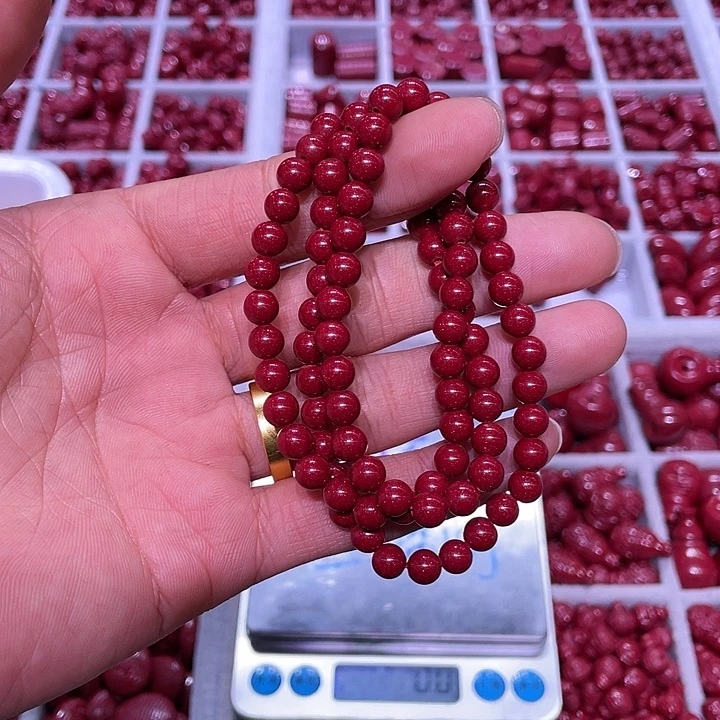 天然辰砂-**.紫金砂6毫米3圈手链