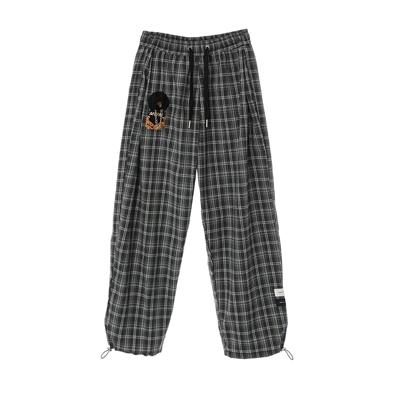 个性蒙面小熊长裤宽松百搭秋冬阔腿直筒男女同款MW081050231卫裤