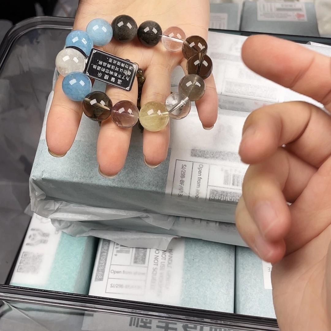 手串水晶银S925镀金镶嵌