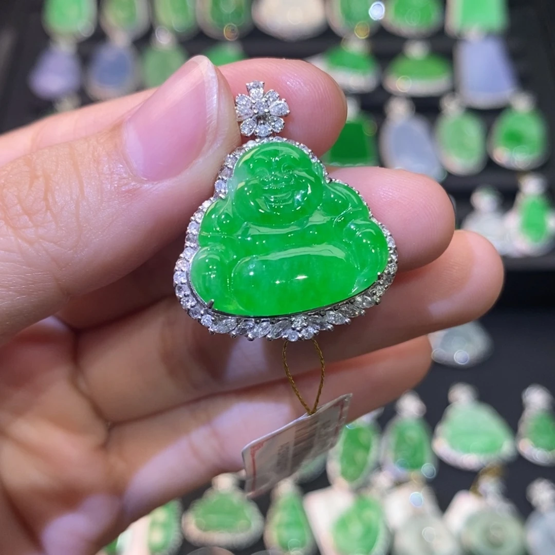 翡翠18K金镶嵌吊坠(不含链)