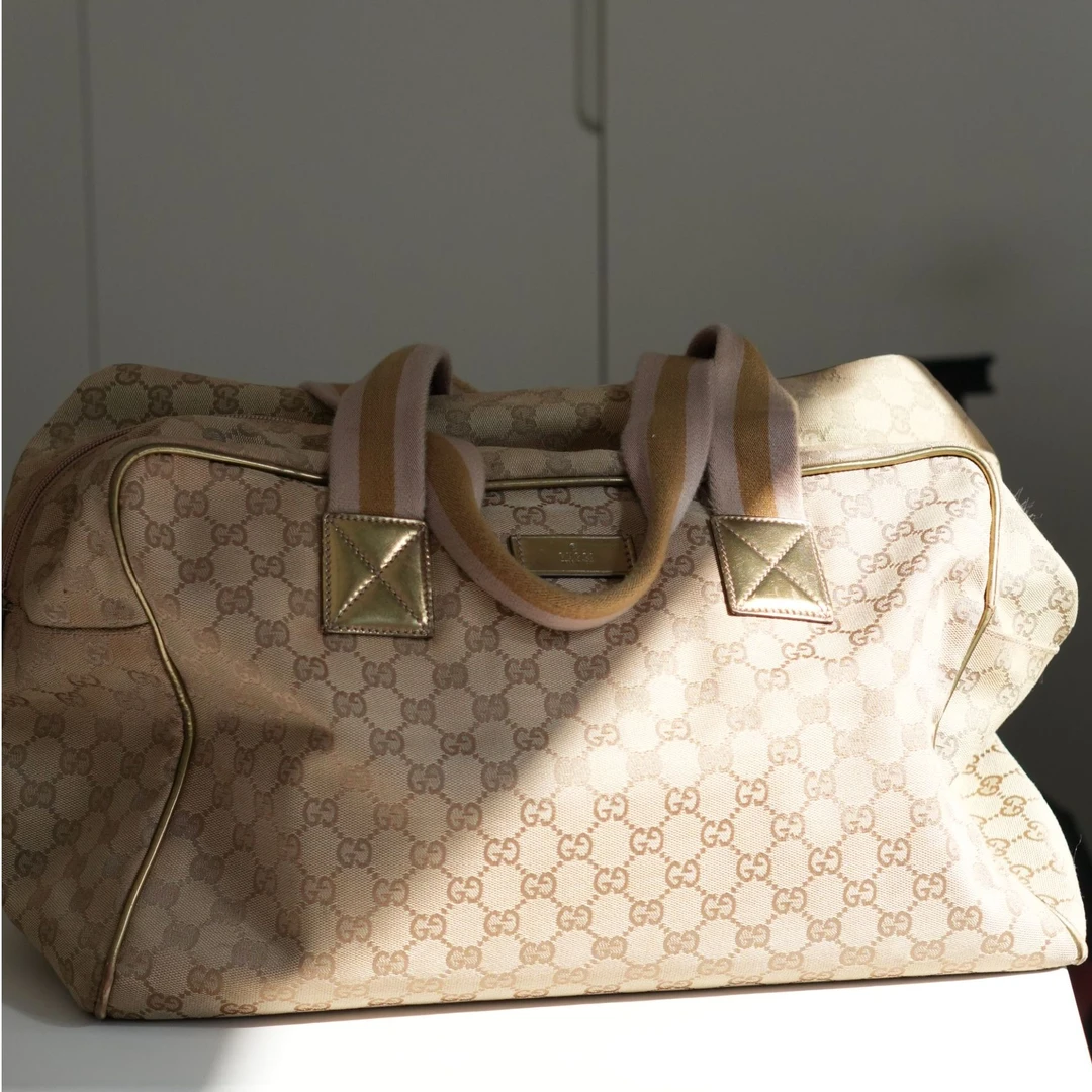 95新 GUCCI/古驰 Gucci95新经典老花帆布吐司波士顿手提单肩包