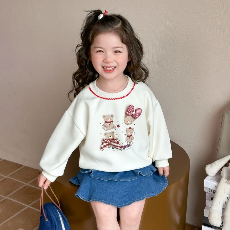 女童春装洋气卫衣2025新款儿童小熊打底衫休闲上衣宝宝春秋季内搭