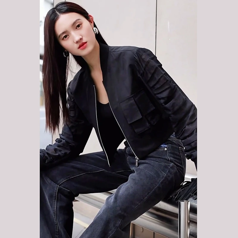 37177【贝系列】纯色显瘦棒球服外套035W01016