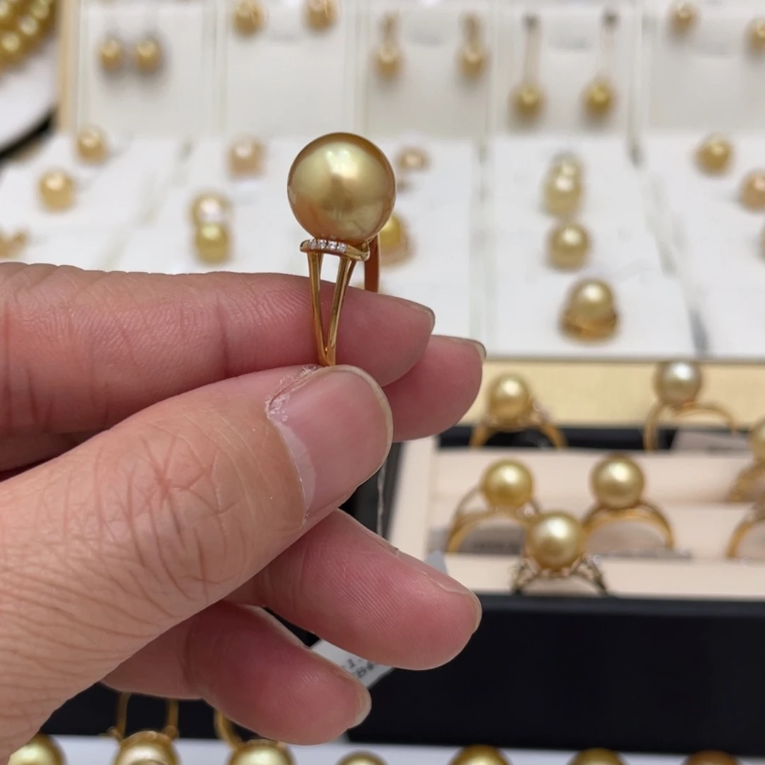 海水珍珠戒圈18K金镶嵌m***i