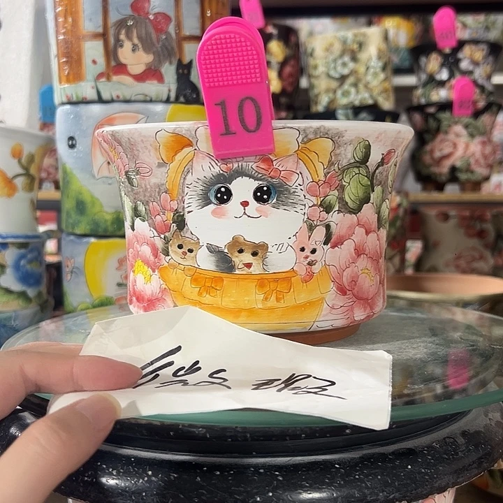 咕***叫满38包邮 景德镇手绘花盆