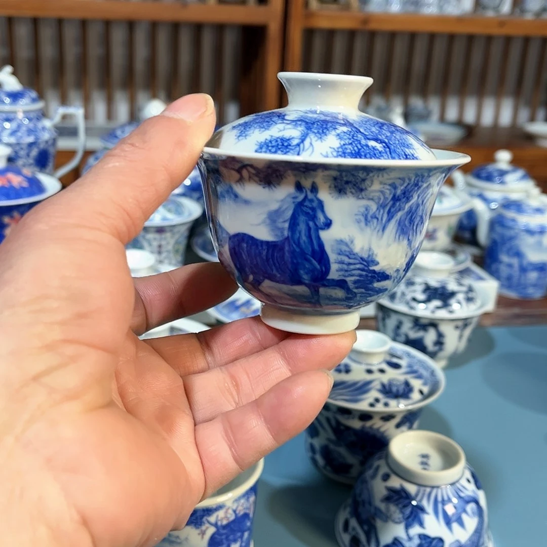 錡镇堂手工手绘盖碗