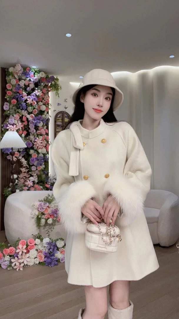 【BAMAY】短款赫本风黑色大衣蝴蝶结法式轻奢千金毛呢套XH243DY6B