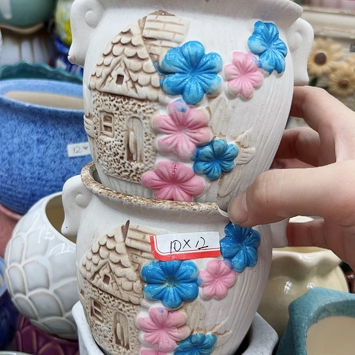 多肉绿植陶瓷花盆9.9包邮，有孔