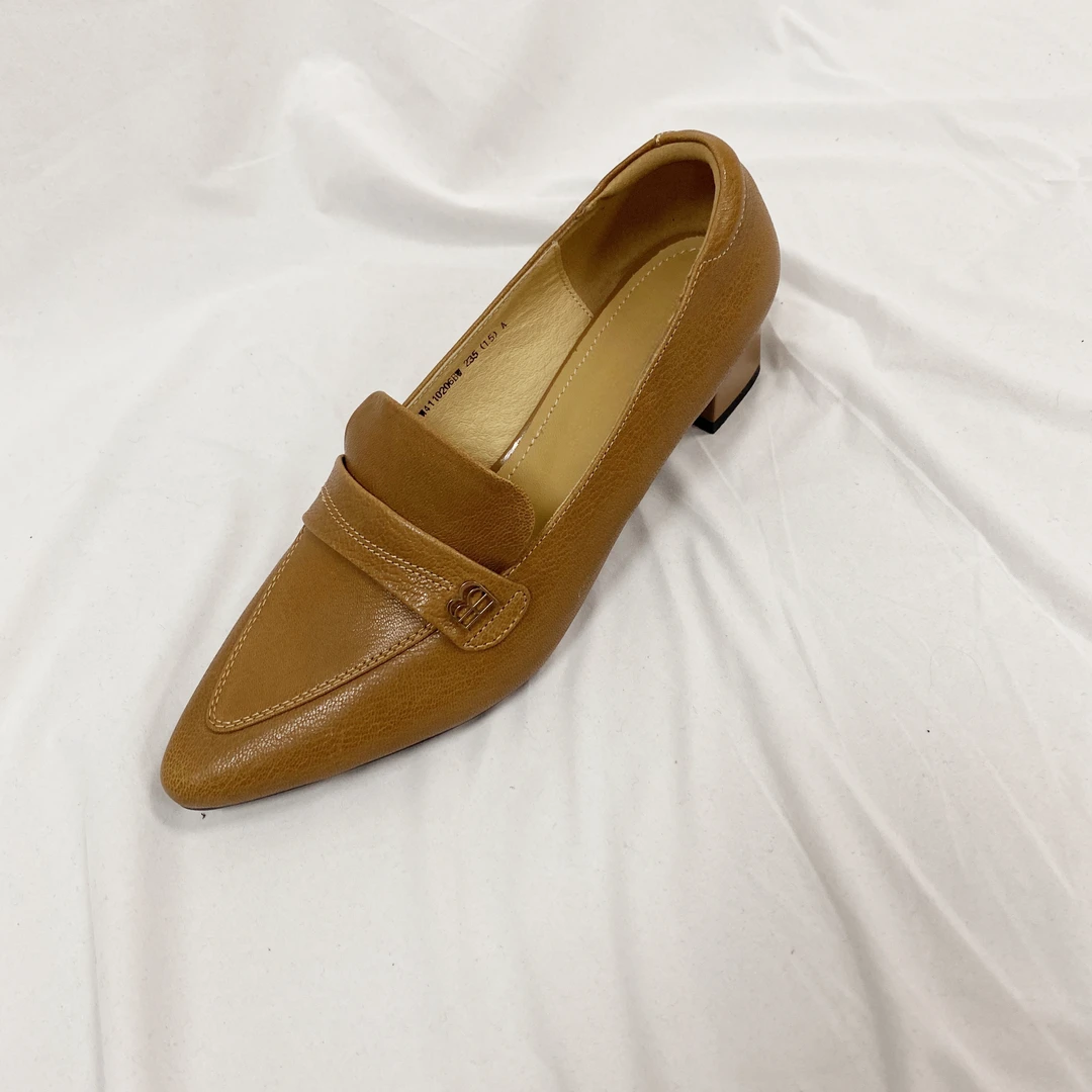 小羊皮欧美时尚尖头单鞋女平底复古百搭女鞋4110206