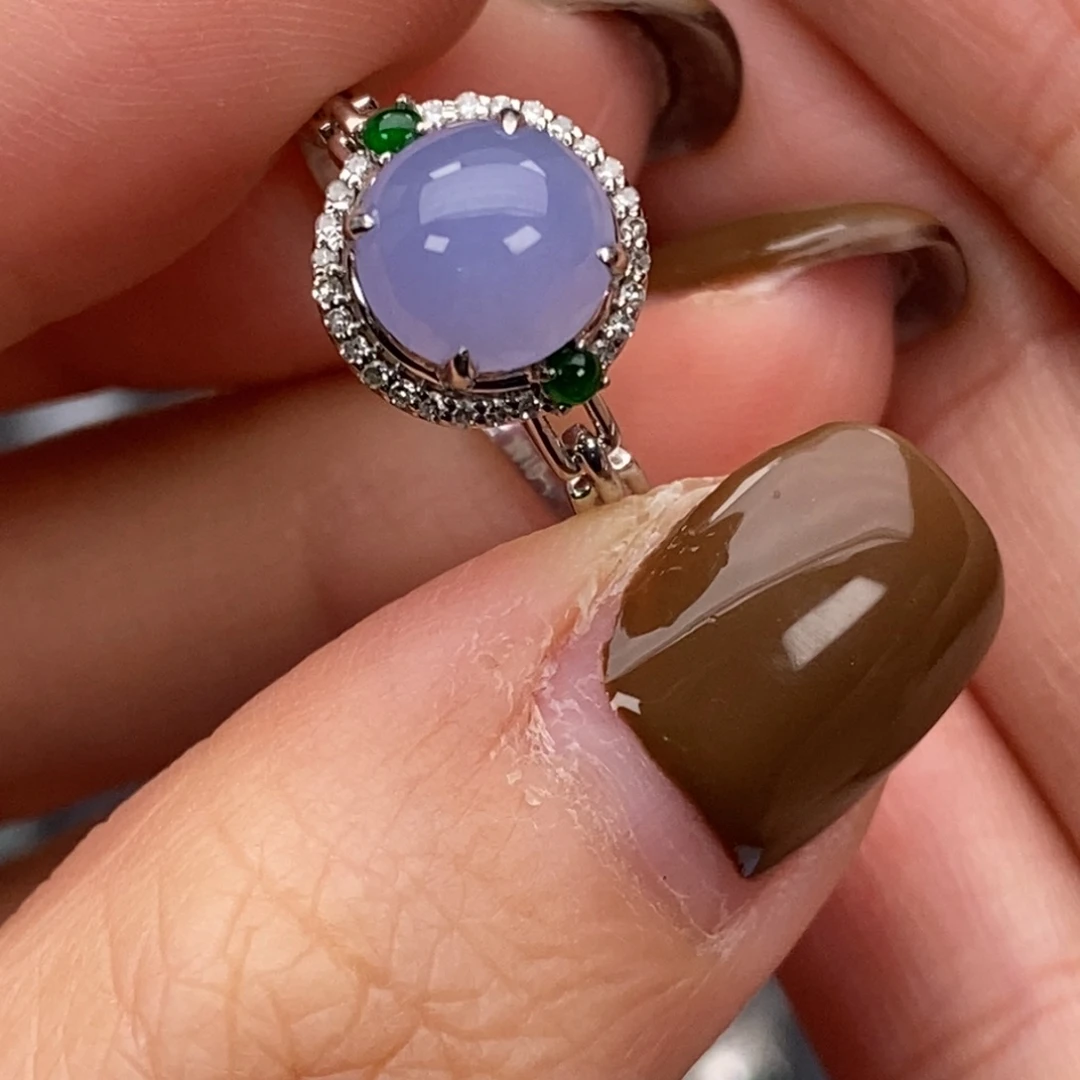 翡翠18K金镶嵌戒指翡翠首饰