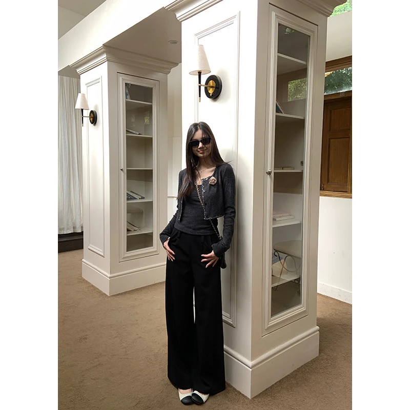 YOKLASS少女家 【现】黑色宽松直筒休闲裤显瘦百搭直筒裤 K29866S51