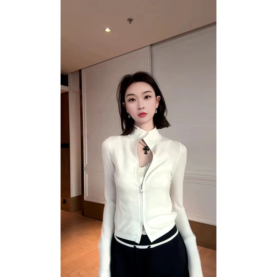 简约显瘦经典黑白灰三色实穿百搭立领基础慵懒修身针织开衫外套女